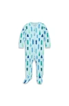 Primary Kids'  Organic Zip Footie In Festive Prints In Saltwater Multi Trees
