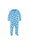 Primary Kids'  Organic Zip Footie In Forest Friends In Cornflower Polar Bears