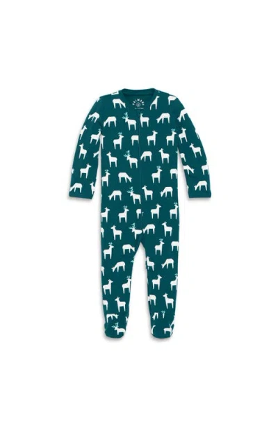 Primary Organic Zip Footie In Forest Friends In Forest Reindeer