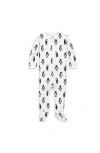 Primary Kids'  Organic Zip Footie In Forest Friends In Ivory Gray Penguins