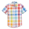 Primary Short Sleeve Button Down In Rainbow Gingham In White Rainbow Check