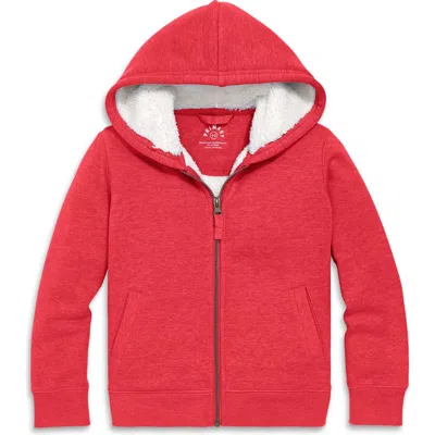 Primary Kids'  Teddy Fleece-lined Zip Hoodie In Heather Cherry