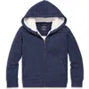 Primary Teddy Fleece-lined Zip Hoodie In Heather Navy