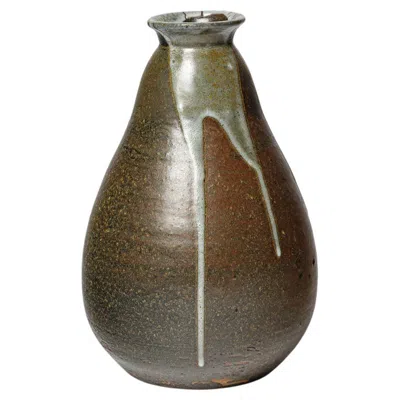 Pre-owned Primavera 20th Century Art Deco Brown And White Ceramic Vase Circa 1930