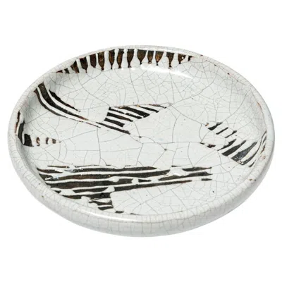 Pre-owned Primavera 20th Century Art Deco White And Black Ceramic Plate Or Vide Poche 1930