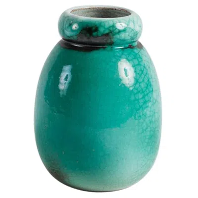 Pre-owned Primavera & C.a.b., Green Semi-ovoid Art Deco Vase, France, Early 20th Century