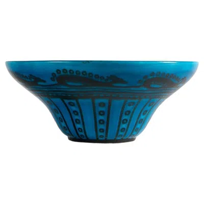 Pre-owned Primavera & Faiencerie De Longwy, Large Blue Bowl, France, Circa 1922