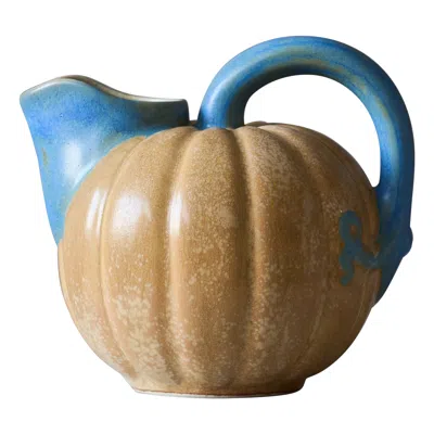 Pre-owned Primavera Ceramic Art Deco Melon / Pumpkin Vase Pitcher By Louis Lourioux, France, 1920s. In Brown