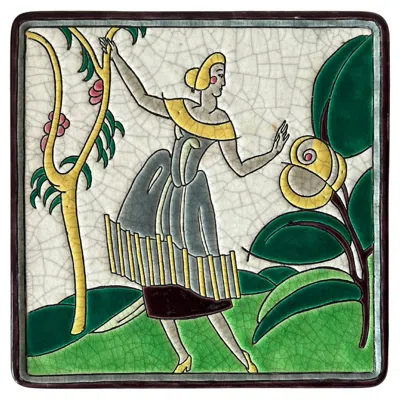 Pre-owned Primavera Ceramic Charger Or Wall Plaque By  Longwy France 1920's In Black