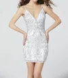 Primavera Cocktail Fitted Sequin Dress In Ivory
