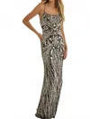 Primavera Corset Scoop Neck Prom Dress In Black Gold In Black
