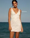 Primavera Couture 11037 Beaded Bridal Short Fitted Mini Wedding Dress In Neutral