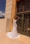 Primavera Couture 11105 Long Mermaid, Lace Wedding Dress In White