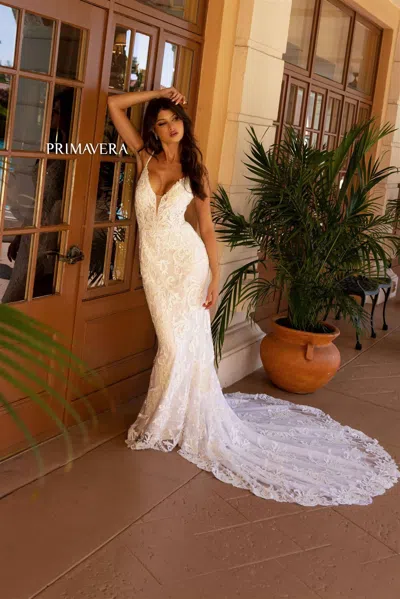 Primavera Couture 11112 Fitted Long Wedding Dress In Neutral