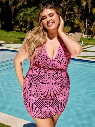 Primavera Couture 14024 Short Sleeveless Fitted Homecoming Dress In Pink