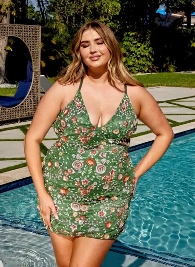 Primavera Couture 14034 Plus Size Fitted Print Homecoming Dress In Green