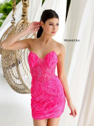 Primavera Couture 4222 Homecoming Short Corset Fitted Cocktail Dress In Pink