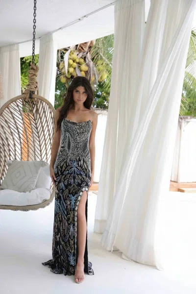 Primavera Couture 4331 Beaded Prom Long Formal Slit Dress In Multi