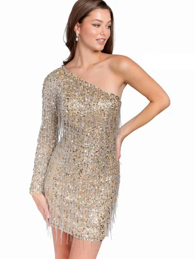 Primavera Couture Beaded Short Prom Dress 3858 In Silver