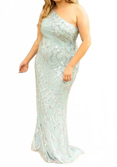 Primavera Couture Dress In Light Turquoise In Green