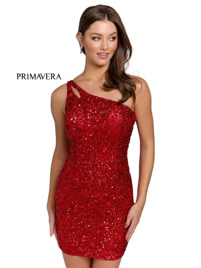 Primavera Couture Homecoming Short Prom Dress 3573 In Red