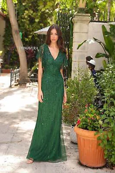 Pre-owned Primavera Couture Primavera 13117 Evening Dress Lowest Price Guarantee Authentic In Mocha