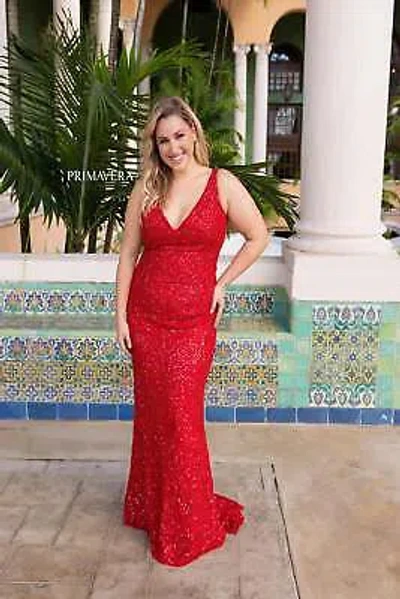 Pre-owned Primavera Couture Primavera 14048 Evening Dress Lowest Price Guarantee Authentic In Red