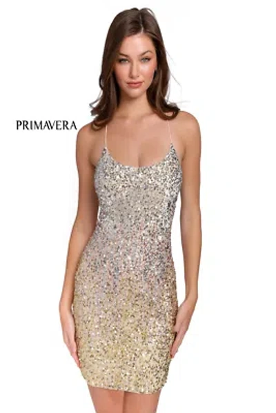 Pre-owned Primavera Couture Primavera 3833 Evening Dress Lowest Price Guarantee Authentic In Gold