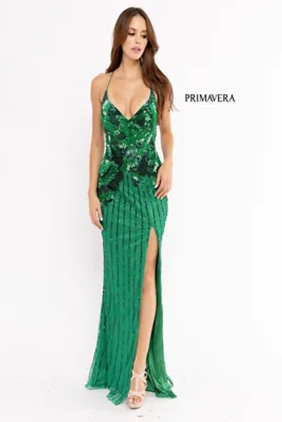 Pre-owned Primavera Couture Primavera 3961 Evening Dress Lowest Price Guarantee Authentic In Emerald