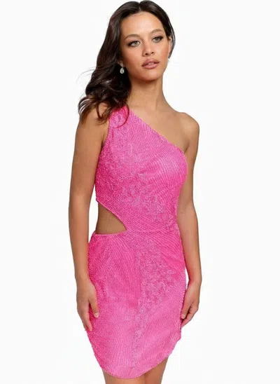 Primavera Couture Prom One Shoulder Short Dress 3840 In Pink