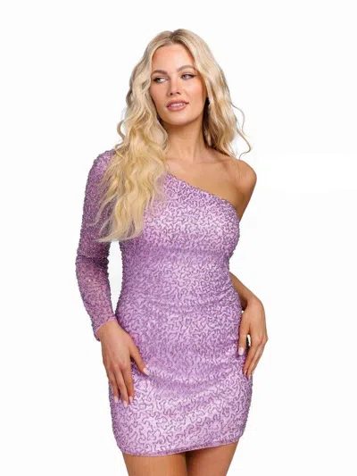 Primavera Couture Prom Short Beaded Dress 3849 In Purple