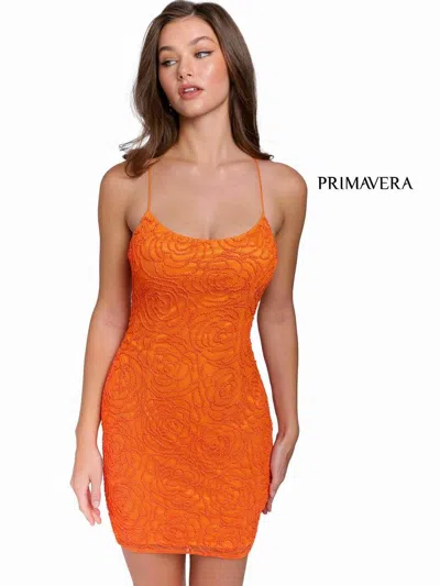 Primavera Couture Prom Short Dress 3558 In Orange