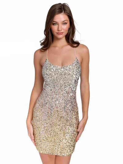 Primavera Couture Short Fitted Sexy Prom Dress 3833 In Silver