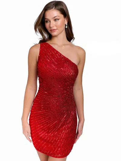 Primavera Couture Short One Shoulder Prom Dress 3830 In Red