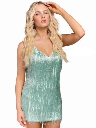 Primavera Couture Short Sleeveless Prom Dress 3803 In Green