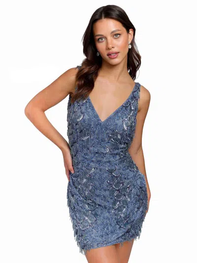 Primavera Couture Short Sleeveless Prom Dress 3818 In Blue