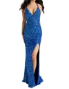Primavera Criss Cross Prom Dress In Royal Blue In Blue