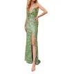 Primavera Criss Cross Prom Dress In Sage Green In Green