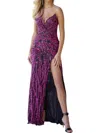 Primavera Daring V-neck Prom Dress In Black Fuchsia In Pink