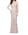 Primavera Elegant Beaded Gown In Blush In Neutral