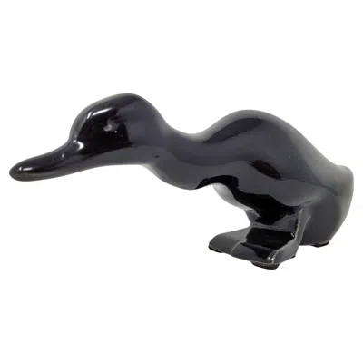 Pre-owned Primavera Glazed Ceramic Ducks - , France. In Black