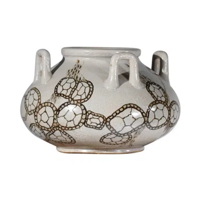 Pre-owned Primavera Large 40's Ceramic  Amphora Base With 4 Art Deco Handles In Gray