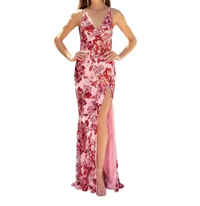 Primavera Long Sequin Prom Dress In Pink