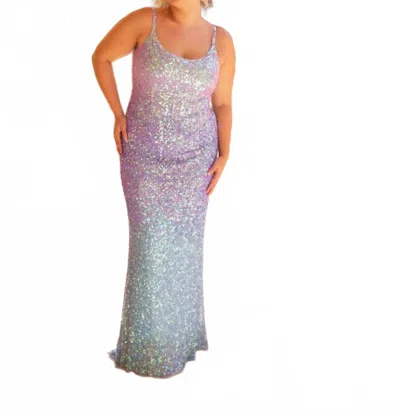 Primavera Long Curvy Prom Dress In Crystal Blue In Purple