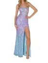 Primavera Ombre Scoop Neckline Long Dress In Crystal Blue In Multi
