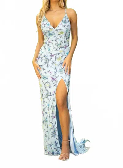 Primavera Plunging V-neckline Dress In Powder Blue
