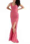 Primavera Sheath Dress With Decollete Neckline In Rose In Pink