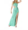 Primavera Side Cut Out One Shoulder Prom Dress In Jade In Green