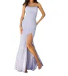 Primavera Strap Back Sequin Fitted Gown In Neon Lilac In Purple