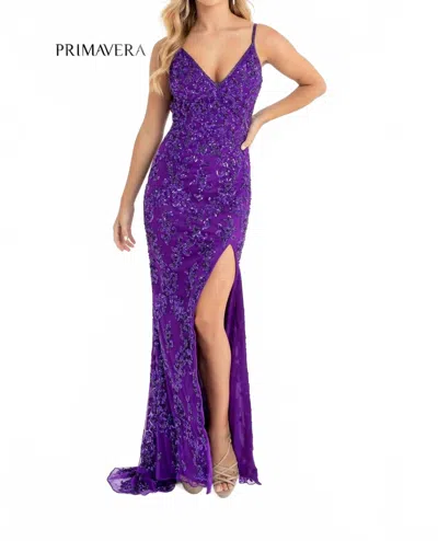 Primavera Stunning Long Evening Dress In Lavender In Purple